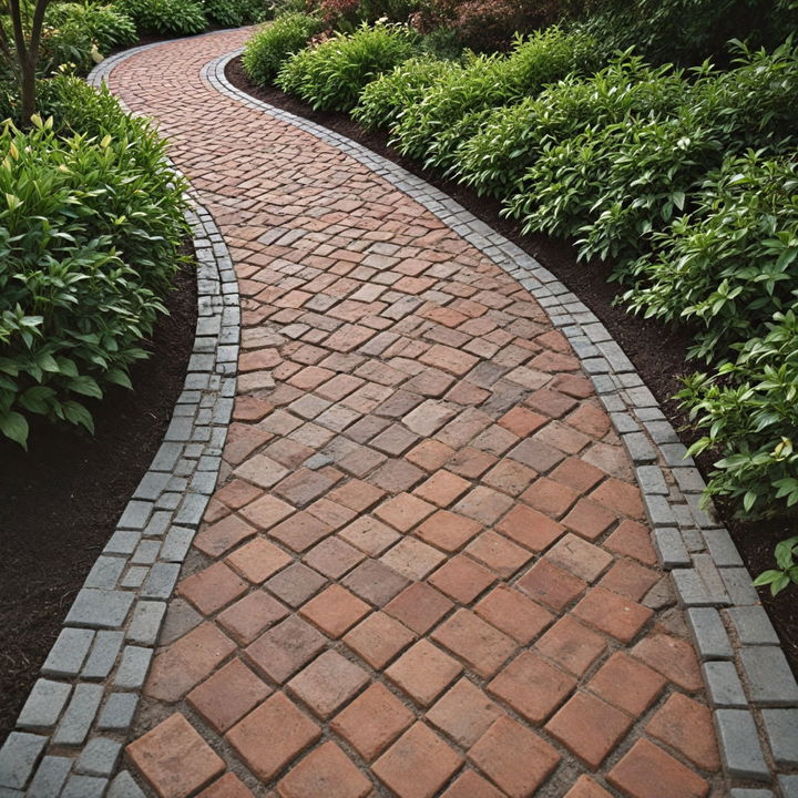 modern brick weave walkway