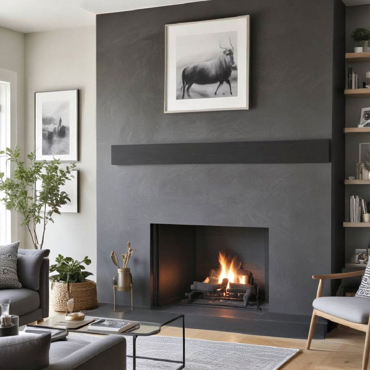 modern charcoal grey fireplace