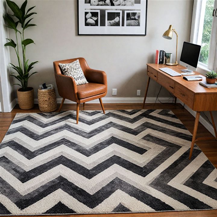 modern chevron pattern office rug