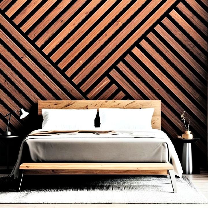 modern diagonal wood slat wall