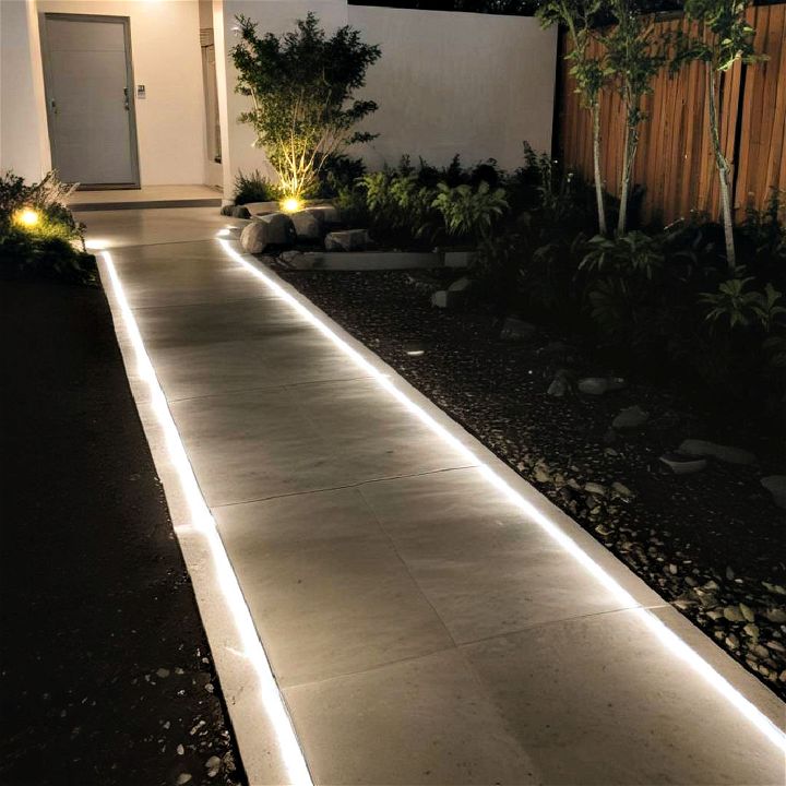 modern embedded light concrete walkways