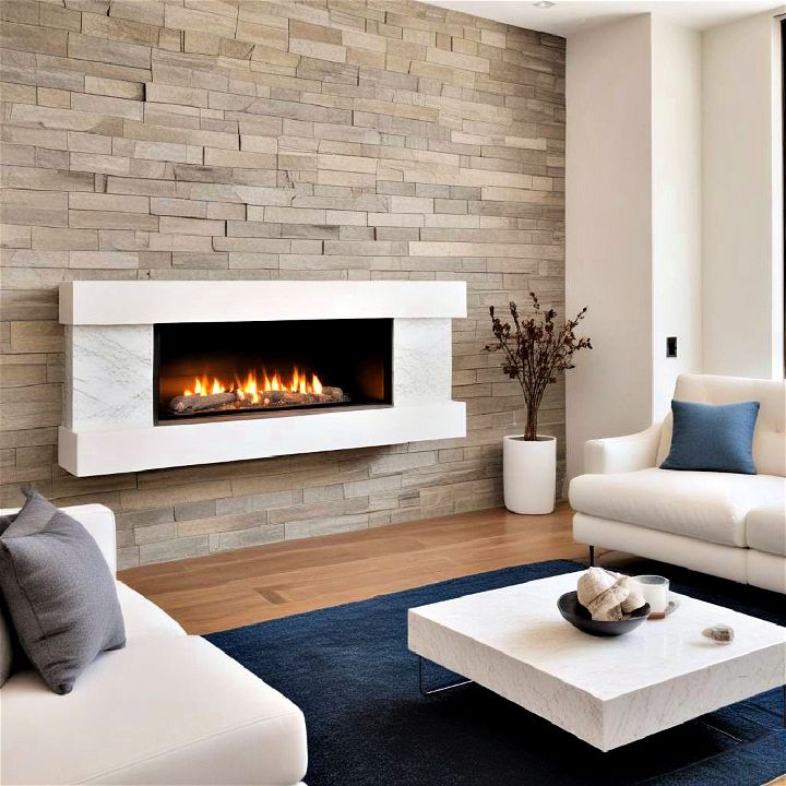 modern floating linear fireplace