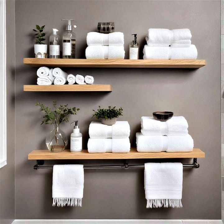 modern floating towel shelves