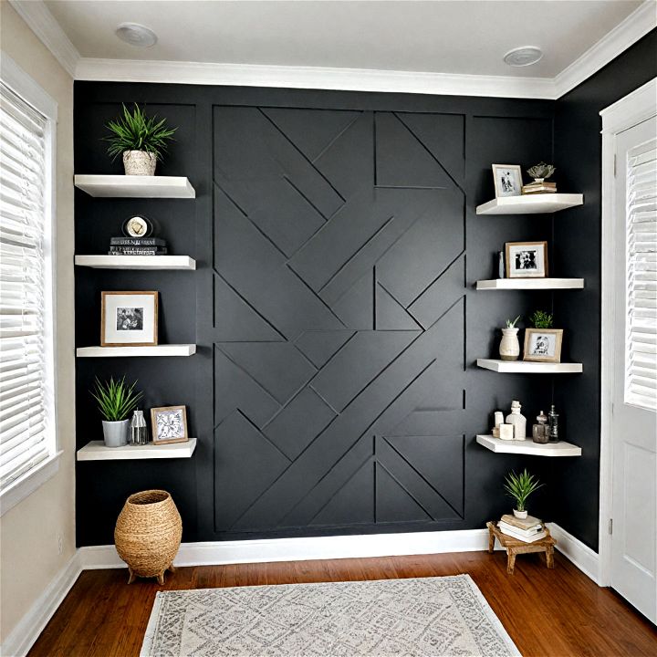 modern geometric black accent wall