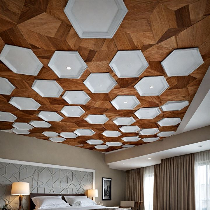 modern geometric panels for bedroom ceiling