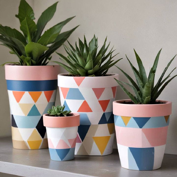 modern geometric pattern pots