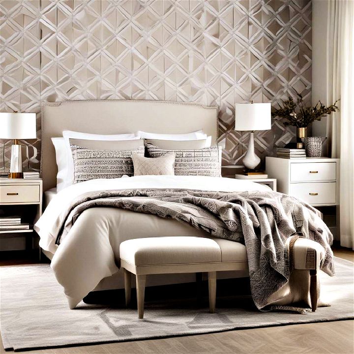 modern geometric patterns for neutral bedroom