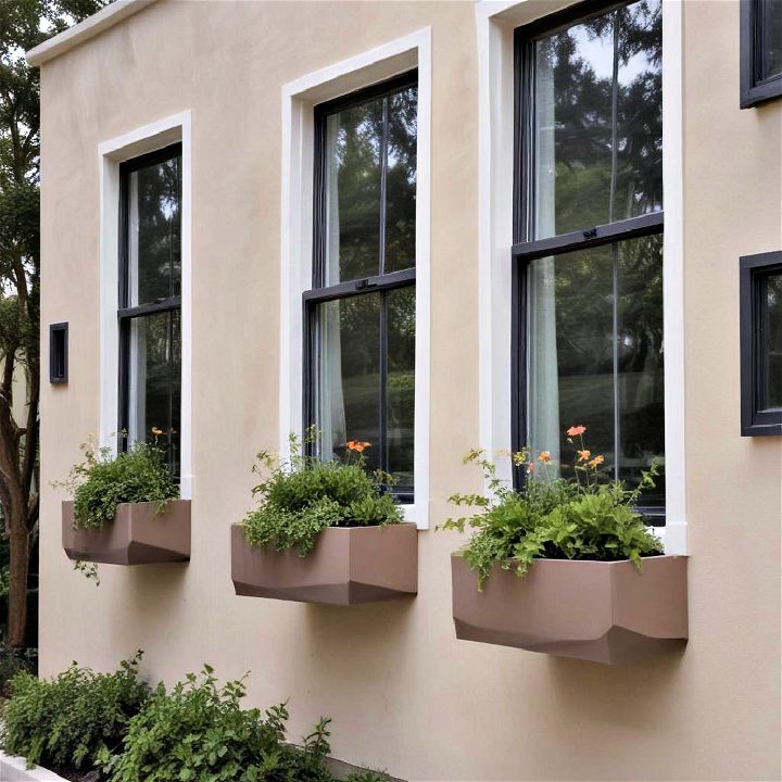 modern geometric window boxes