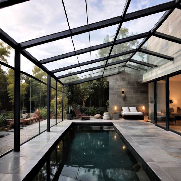 modern glass pool