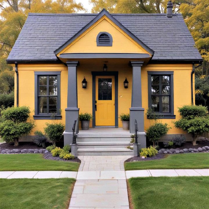 modern golden yellow with charcoal gray accents