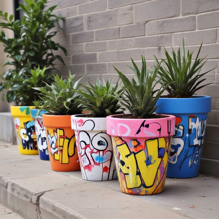 modern graffiti style pots