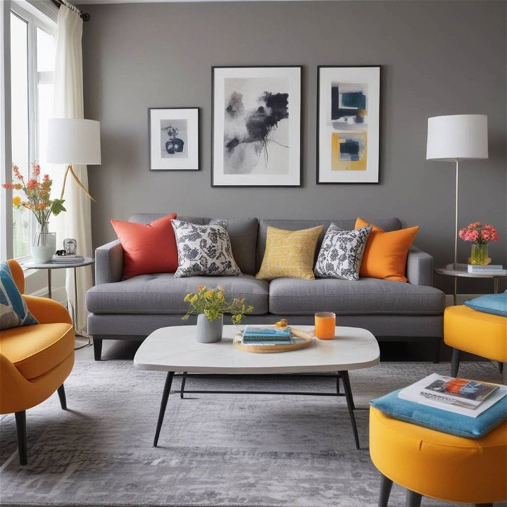 modern gray with pops of color