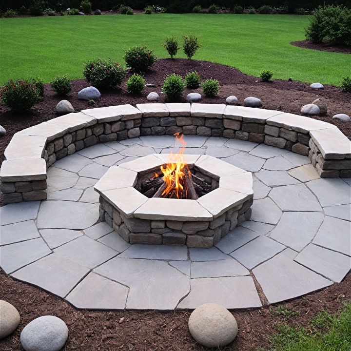 modern hexagonal stone fire pit
