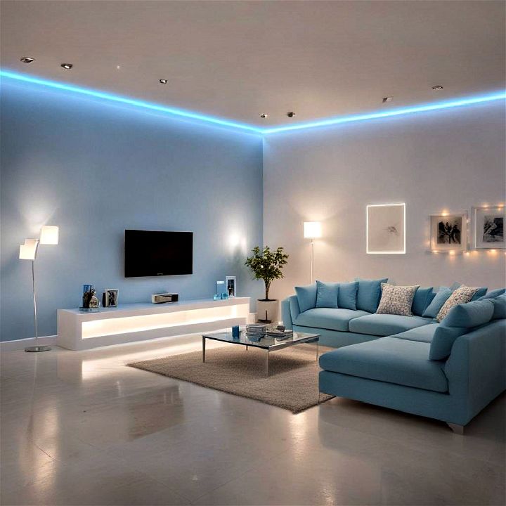 modern icy blue lighting