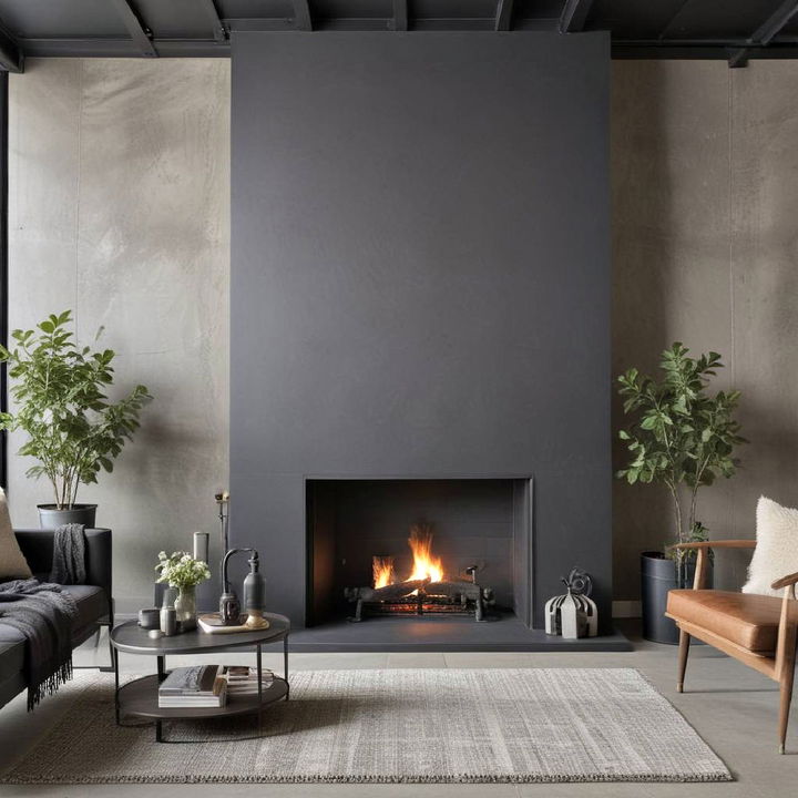 modern industrial black fireplace