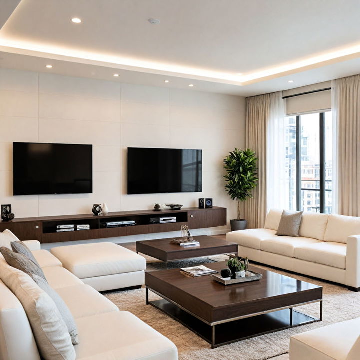 modern living room with integrated technology