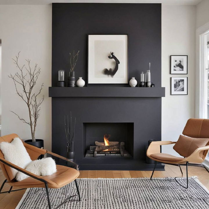 modern matte black fireplace