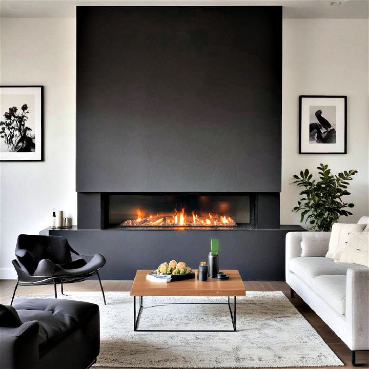 modern minimalist black fireplace