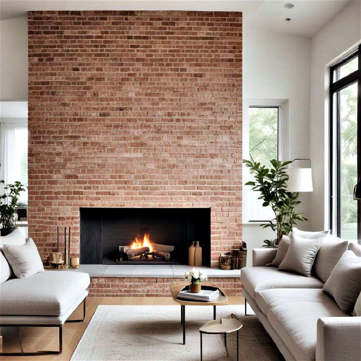 modern minimalist brick fireplace