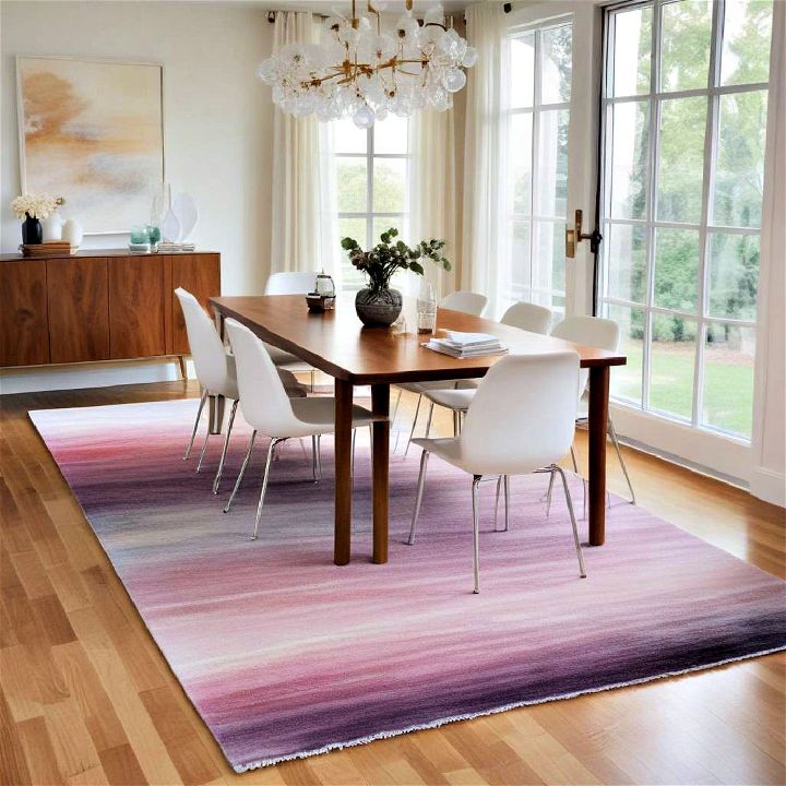 modern ombre rug for dining room