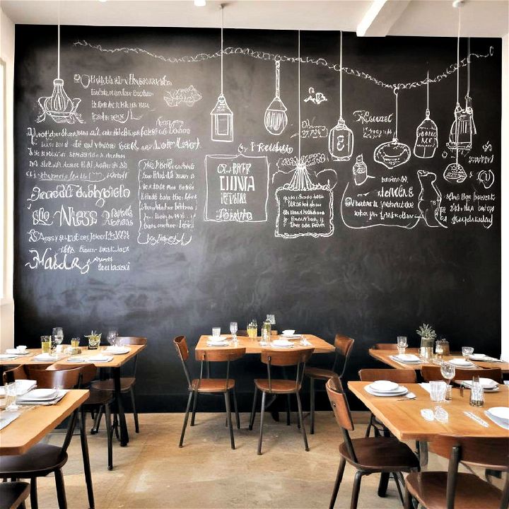 modern restaurante backdrop chalkboard wall