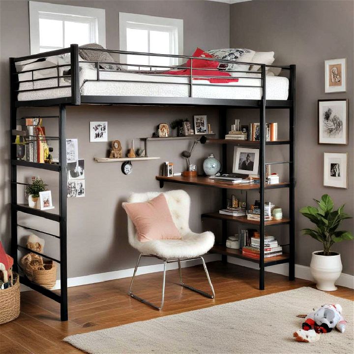 modern space saving with loft bunk