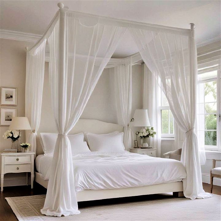 modern white canopy bed