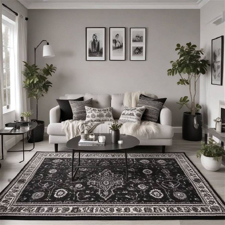 monochrome rug for living room