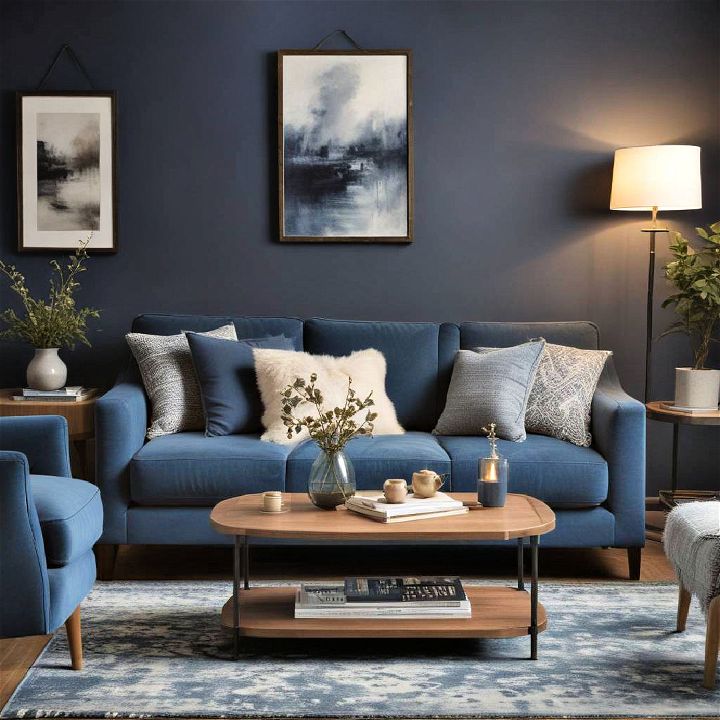 moody blue living room