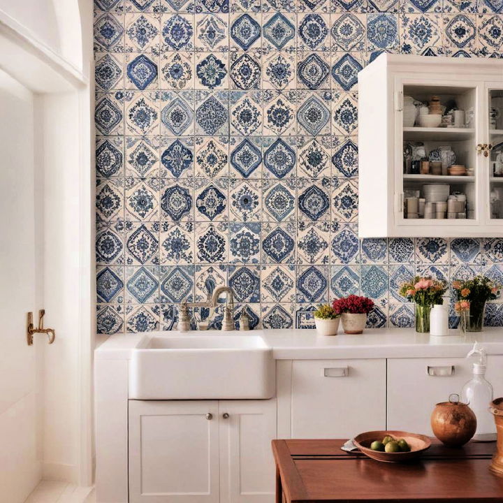 moroccan tiles wallpaper for kitchen wall