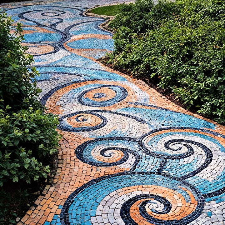 mosaic art driveway design