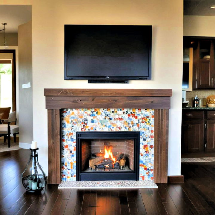 mosaic tile fireplace design