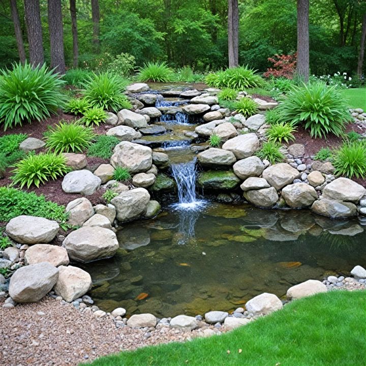 mossy rock pond to create a lush look