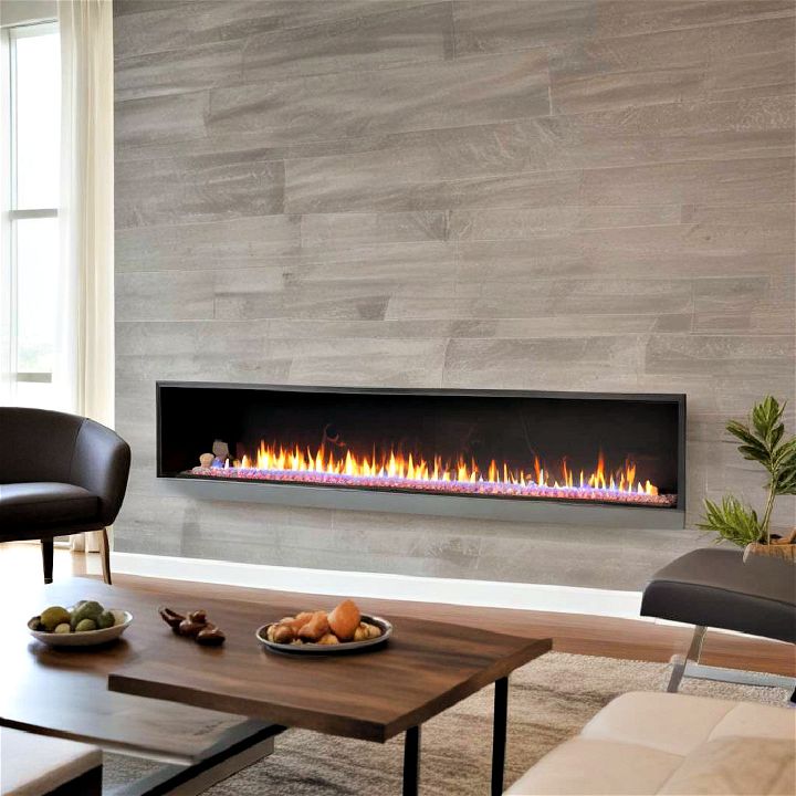 multi color flame linear fireplace