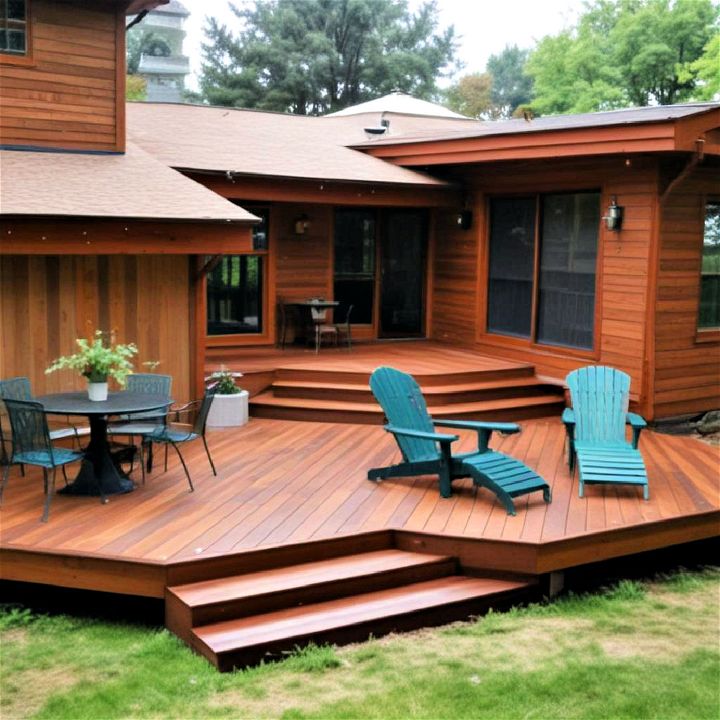 multi level wooden deck