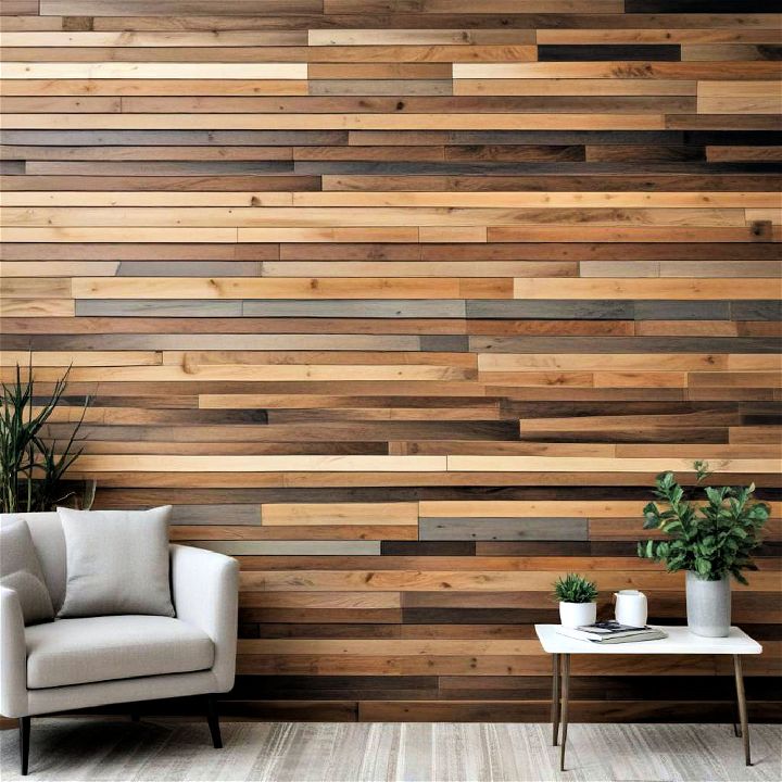 multi toned wood slat wall for visual depth