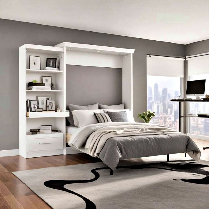 murphy bed with adjustable shelving