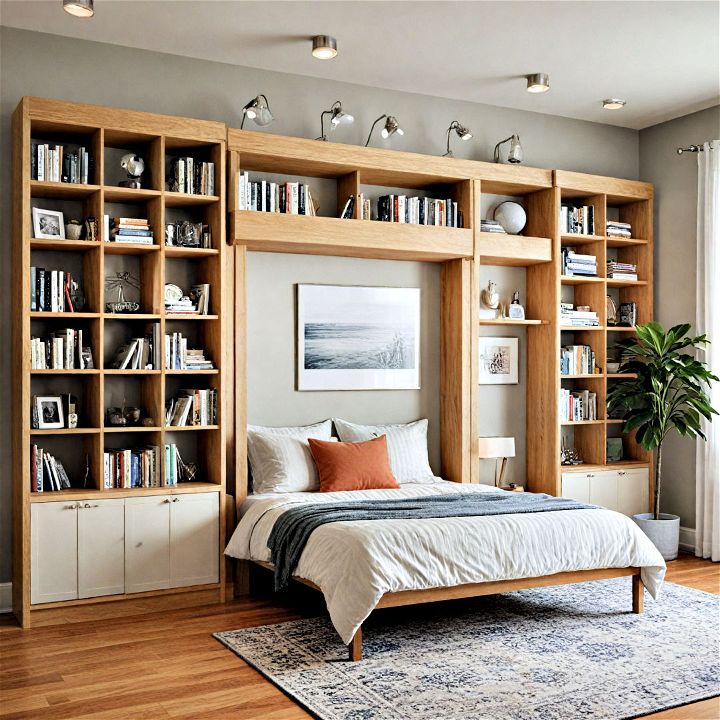 murphy bed with built in bookcase