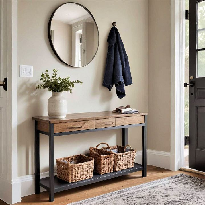 narrow console table to compact mudroom