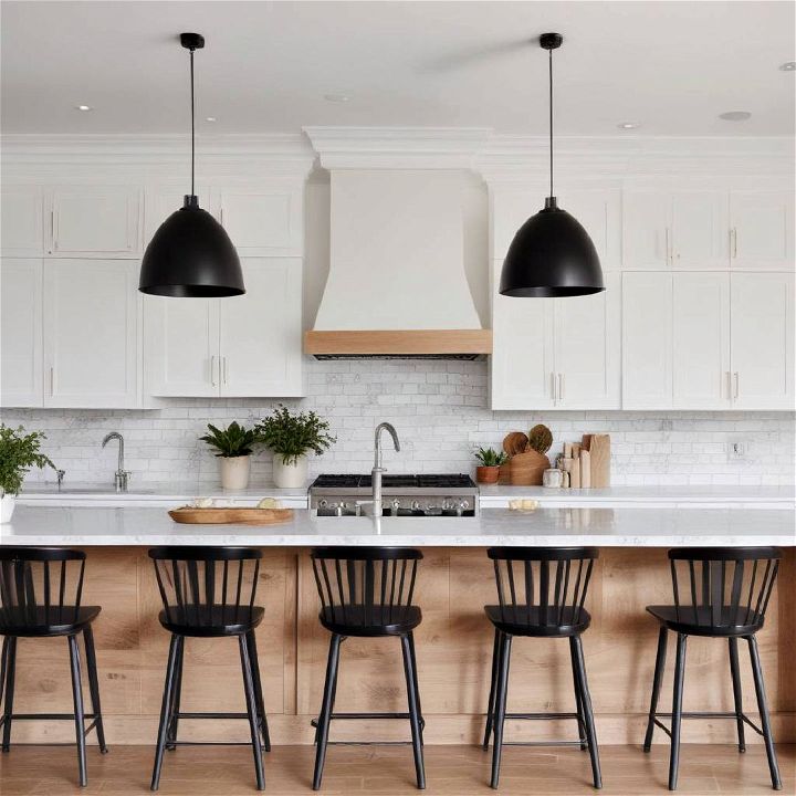 natural elements for black and white kitchen