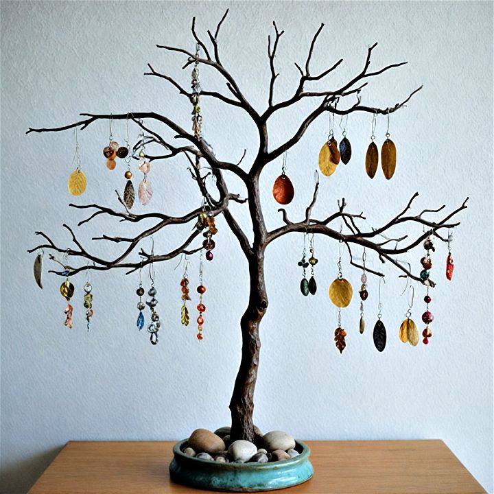 natural tree earring storage