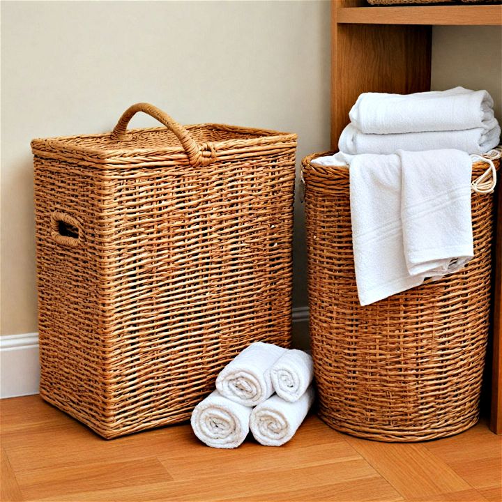 natural wicker hampers for folded towels