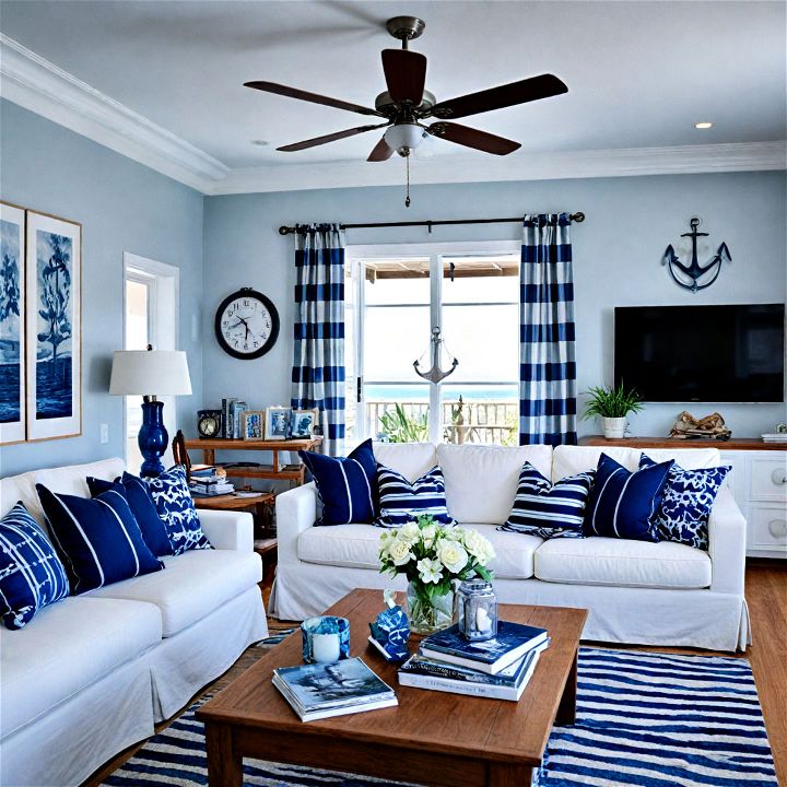 nautical blue living room