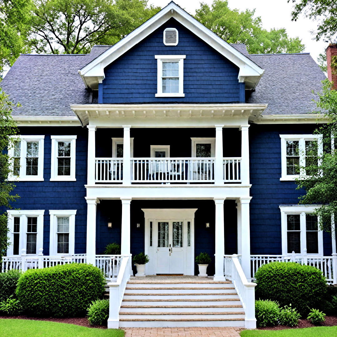 nautical navy house color with white trim