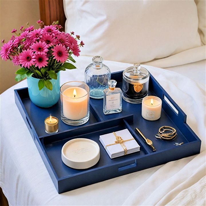 navy blue decorative tray for decor items