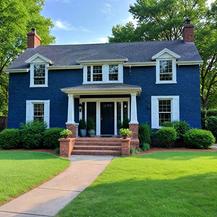 navy blue painted brick for coastal settings