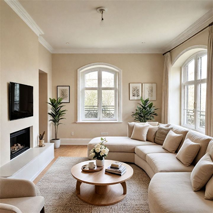 neutral tones beige living room