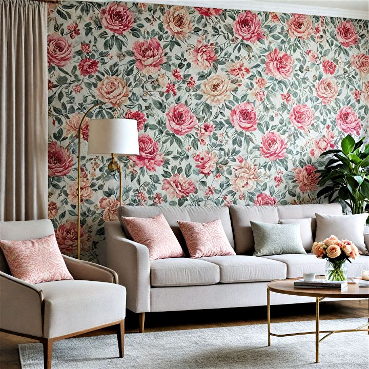 nostalgic and fresh floral wallpaper decor