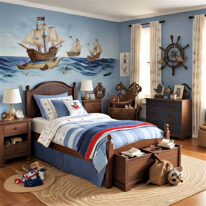 ocean and pirate themed bedroom
