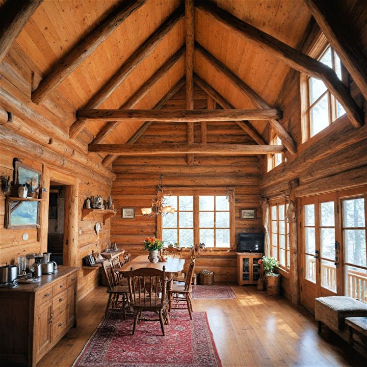 open beam log cabin ceiling